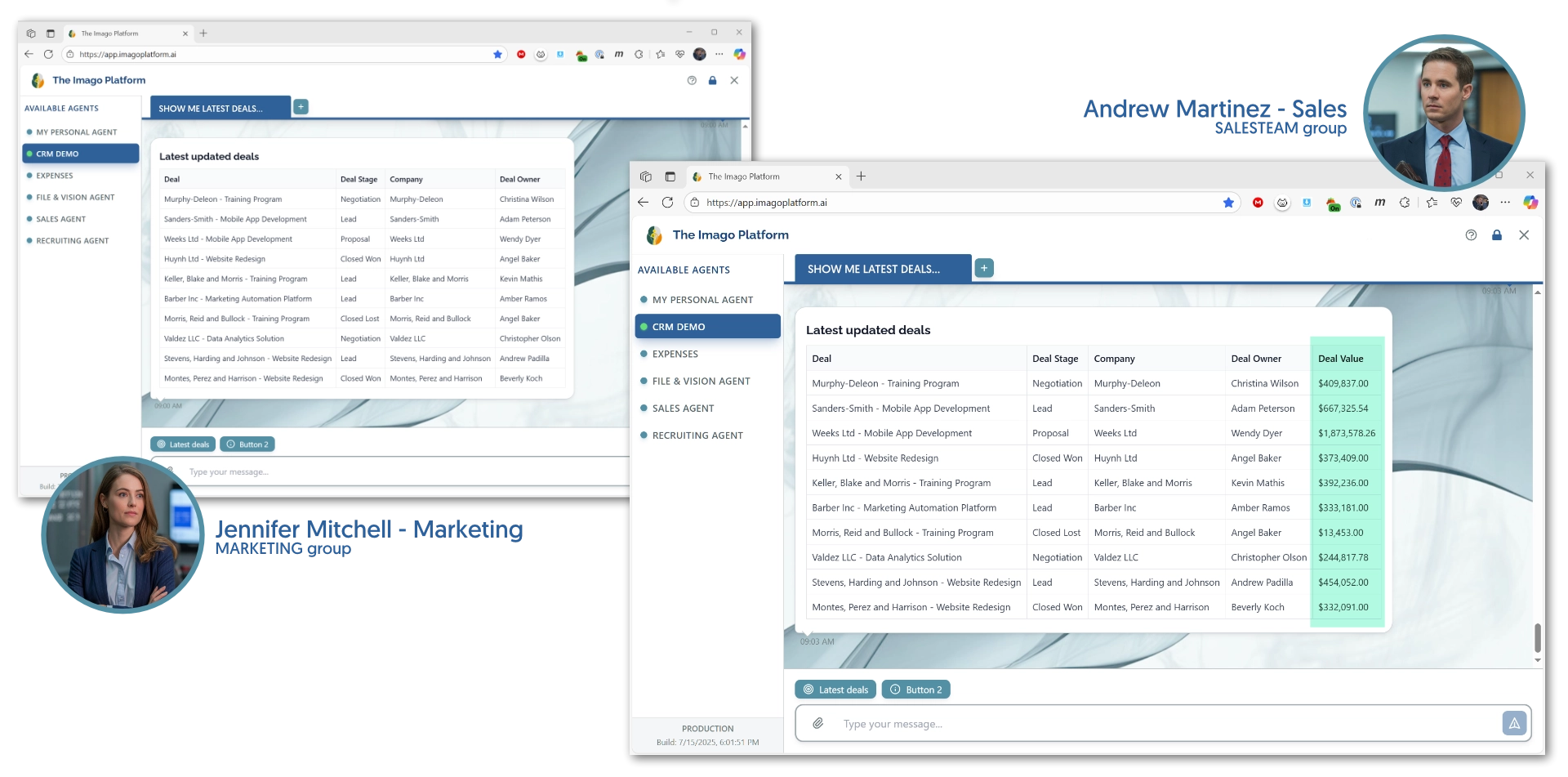 Dynamic filtering and access control interface showing role-based data access